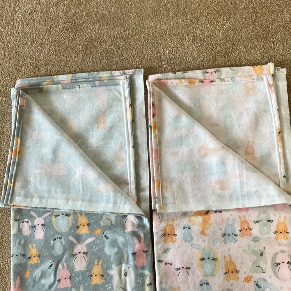 BUNNIES SWADDLE OR RECEIVING BLANKETS. BRAND NEW. EXTRA BIG. QUALITY FLANNEL